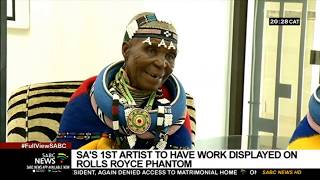 Esther Mahlangu's artwork displayed on a Rolls Royce Phantom