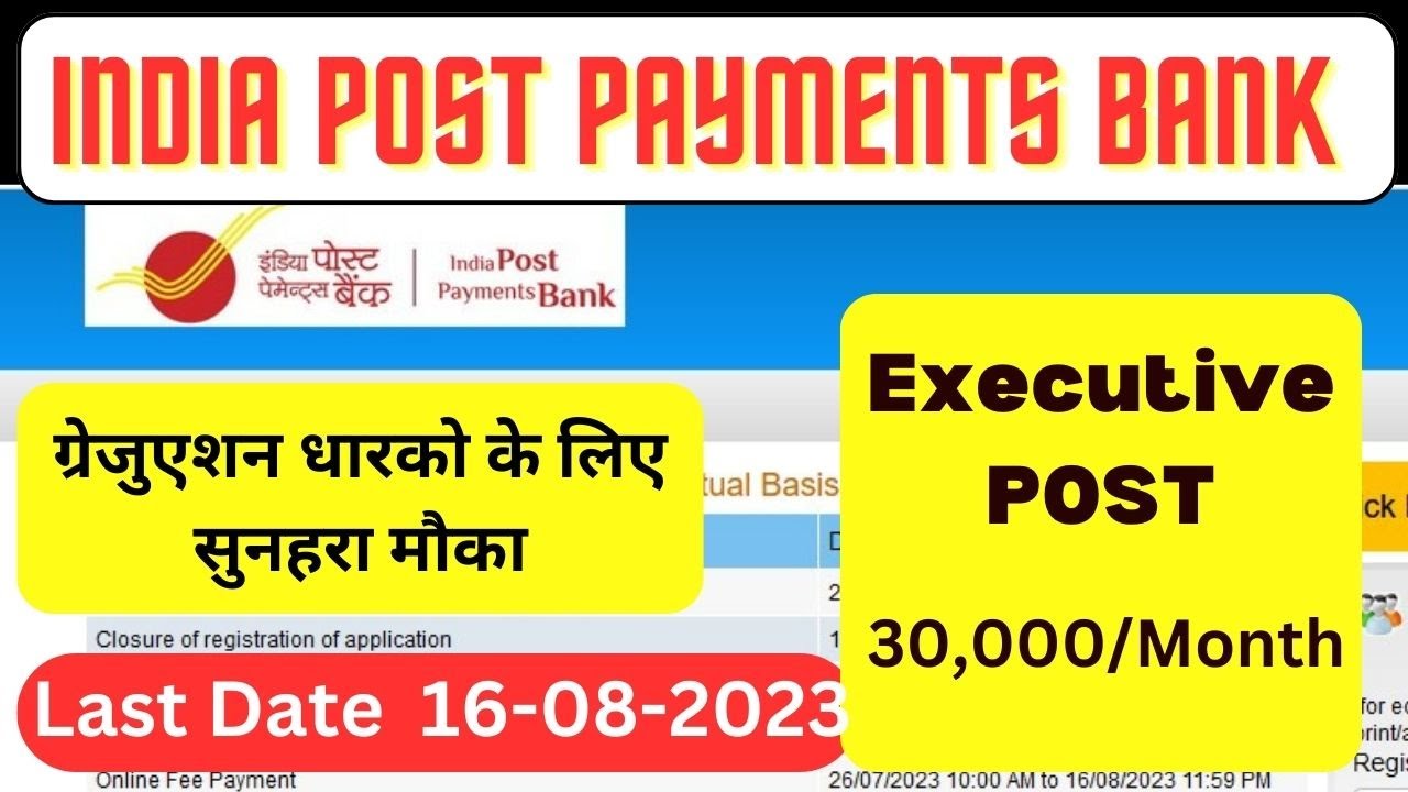 पोस्‍ट ऑफिस भर्ती 2023 II India Post Payment Bank Executive 2023 II ...