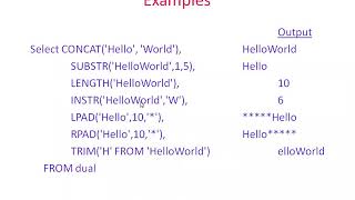 Oracle DB- Single Row Function