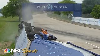 Felix Rosenqvist has frighteningly bizarre crash during Detroit GP Race 1 | Motorsports on NBC