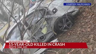 15-year-old killed in Maryland crash