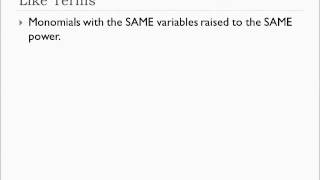 5 Minute Math: Like Terms 1 (monomials and like terms)