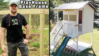 Build Playhouse foundation made from 4x4 and 2x6 lumber. Playhouse 1/15