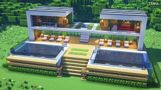 ⚒️ Minecraft : How To Build a Double Swimming Pool Modern House_마인크래프트 건축 : 더블 수영장 모던하우스 만들기