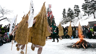 山形）大雪の中、カッカッカー　上山の奇習「加勢鳥」