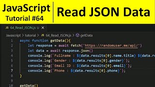 JavaScript Tutorial 64 - Reading JSON data using fetch API in JavaScript