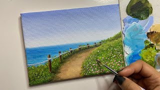 Acrylic painting tutorial/ pathway /acrylic painting for beginners tutorial/landscape painting