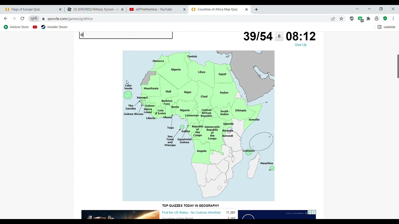 Countries Of Africa Map Quiz Sporcle - YouTube