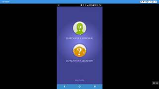 Main Screen for Find a Grave MOBILE App
