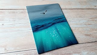 stormy sky underwater seascape / easy acrylic painting ideas for beginners ✨️