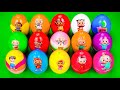 Rainbow SLIME: Looking Pinkfong, Cocomelon, Numberblocks, Alphablocks Dinosaur Eggs Coloring! ASMR