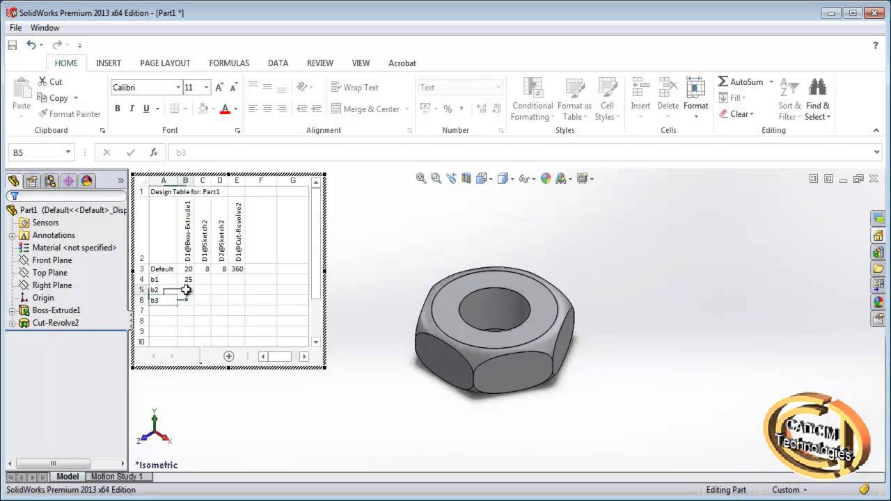 Creating Configuration Using Design Table In SolidWorks - YouTube