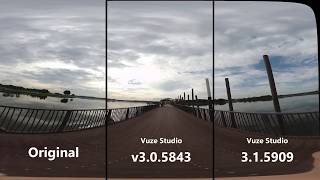 Vuze XR & Studio 3.1.5909 Stabilization Side to Side Comparison in 180 3D VR180 mode by running fast