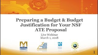 Webinar: Preparing a Budget and Budget Justification for your NSF ATE Proposal