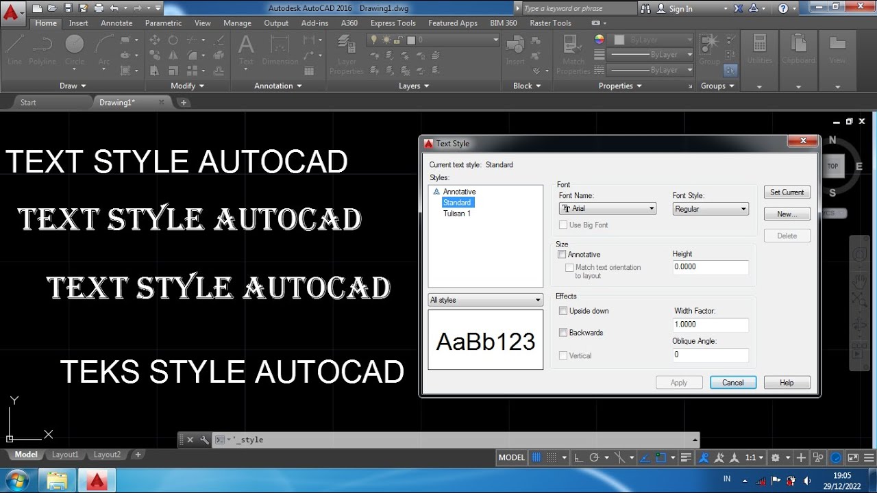 Cara Mengubah Dan Menambahkan Jenis Text Style Default Di AutoCAD - YouTube