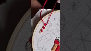 Satin stitch candy cane #embroidery #handembroidery #handmade #stitch #art #christmas #craft #needle