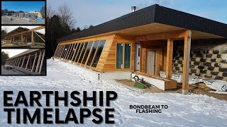 Earthship Build Time-lapse - From Bond Beam To Roof Strapping (music by Masego, FKJ)