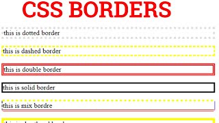 6 CSS BORDERS | css border property | css border color | css border width | css border example