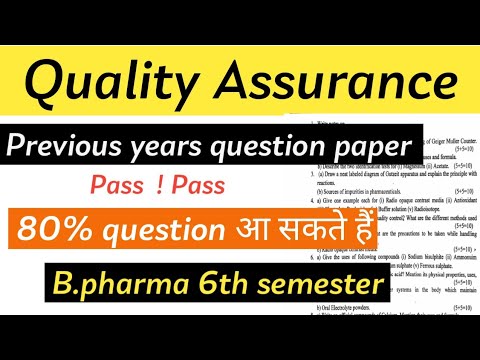 Quality Assurance II Previous Year Question Paper, B.pharm 6th Sem # ...