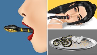 ASMR Snake In Mouth Animation - Satisfying Removal Of Snake & Maggots From Mouth | JINJJA 진짜 ASMR