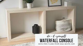 $150 DIY Waterfall Framed Console Table Build with Free Plans