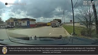 Carrollton police arrest two people after a reckless chase involving a U-Haul