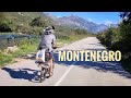 Dennis on the folding bike in Montenegro.