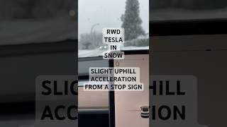 2023 Tesla Model 3 RWD in Snow ❄️ Slight Up Hill Acceleration From a Stop Sign 🛑 #shorts #tesla