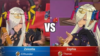 Fire Emblem Engage Zelestia vs Zephia Dialogue, Attacks, and Poses compared side by side