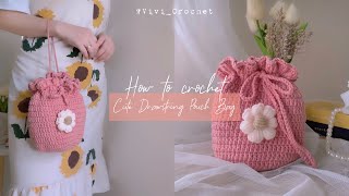🌼 How to Crochet Drawstring Pouch Bag | Beginner Friendly 🌼