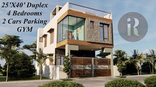 25X40 Duplex 4 Bedroom House Design with GYM