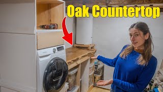 BEAUTIFUL Oak Countertop in OUR Storage Room