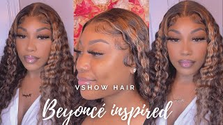 BEST AFFORDABLE PRE-HIGHLIGHTED WIG 🤎   install on brown/blonde water wave wig ft. VSHOW Hair