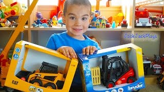 Toy Construction Trucks UNBOXING! Kid's Skidsteer Forklift & Marble Run Pretend Play | JackJackPlays