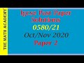 0580/21/OCT/NOV/2020/Worked Solutions/IGCSE Maths Paper/Fully explained Marking Scheme