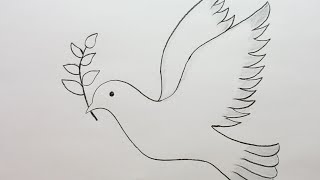 Dove drawing easy step by step!! Flying bird drawing!! bird drawing tutorial!!