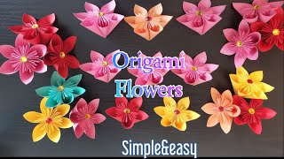 3.Origami flowers/How to make origami flower?#Paperflowers, #diy, #origami,#colouredpaper