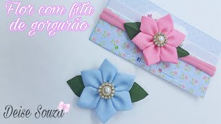 FLOR COM FITA DE GORGURÃO 🎀(Para inciciante)