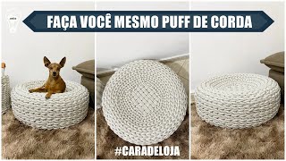 DIY  PUFF COM  PNEU E CORDA  PONTO  DE  TRICÔ  FÁCIL #CARADELOJA