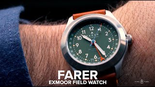 The olive-green Farer Exmoor field watch feels like wrist-bound British tailoring with a sexy twist