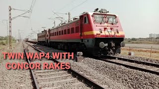 RAREST OF RARE TWIN BZA WAP4 WITH CONCOR RAKES | Passenger Locomotive With Freight Train | IR