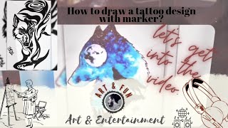 How to draw a tattoo design / Marker Art / Tattoo design 🖤