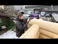 how to build a loghome. work with chainsaw and scribing a log.