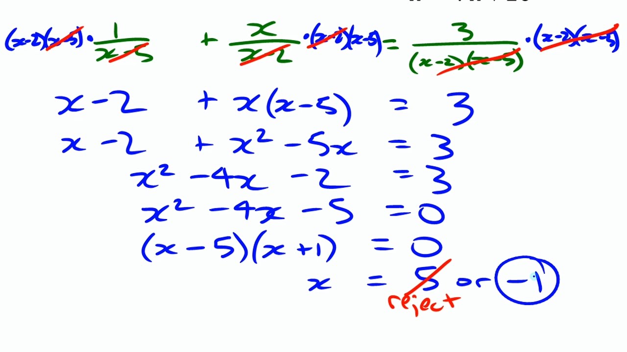 Solving Rational Equations Check For Extraneous Solutions Tessshebaylo