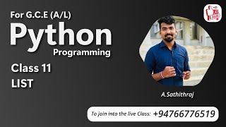 Python Class 11 LIST (Tamil) - for AL Students