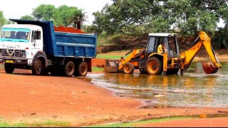 Kirlosker JCB Loading Mud in Dump Truck || Village Panchayat Road Repair Work