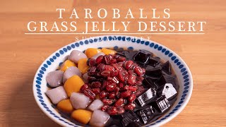 Taro Balls Grass Jelly Dessert┃雙色芋圓仙草湯┃ASMR Cooking