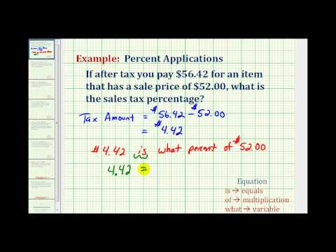Ex: Find the Sale Tax Percentage Ex: Find the Sale Tax Percentage