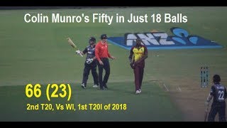 Colin Munro Firing Inning (66 Runs in 23 balls) | NZ vs WI - 2nd T20I,  twitter HIGHLIGHT