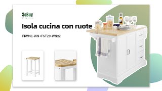 SoBuy Isola cucina con ruote | Isola cucina | Penisola cucina | Carrello cucina | FKW41-WN